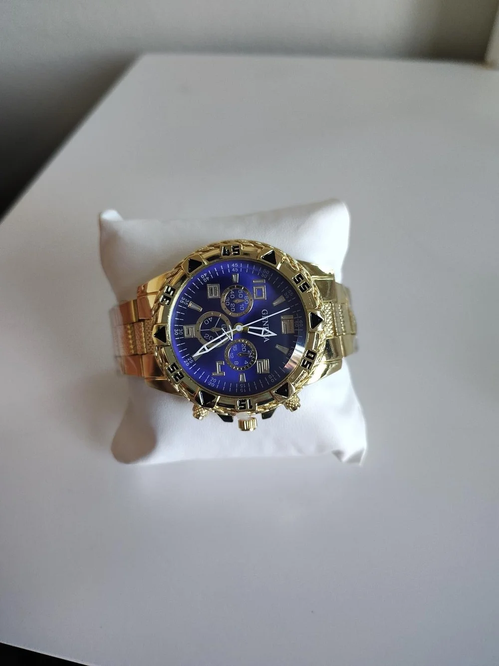 Geneva Gold-tone Men's Watch with Blue Dial